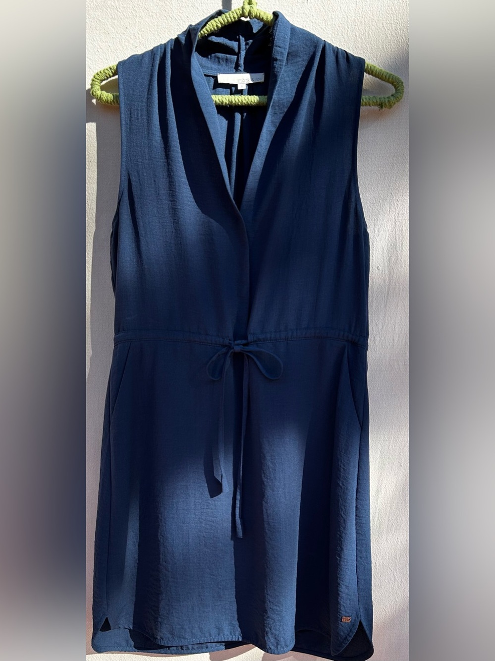 Sleeveless Navy Tie-Waist Cover-Up Dress